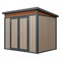 Geräteschuppen 200 x 120 x 190 cm aus Metall Braun Anthrazit - wetterfester Gartenschrank mit Doppeltür