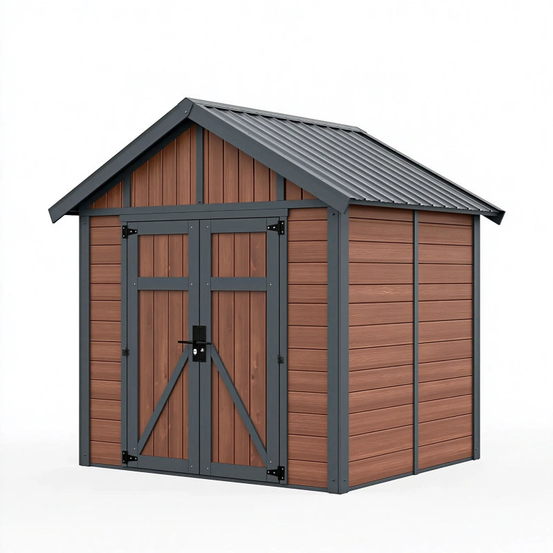 Gartengerätehaus 180 x 120 x 200 cm aus Stahl Braun Anthrazit mit Doppeltür