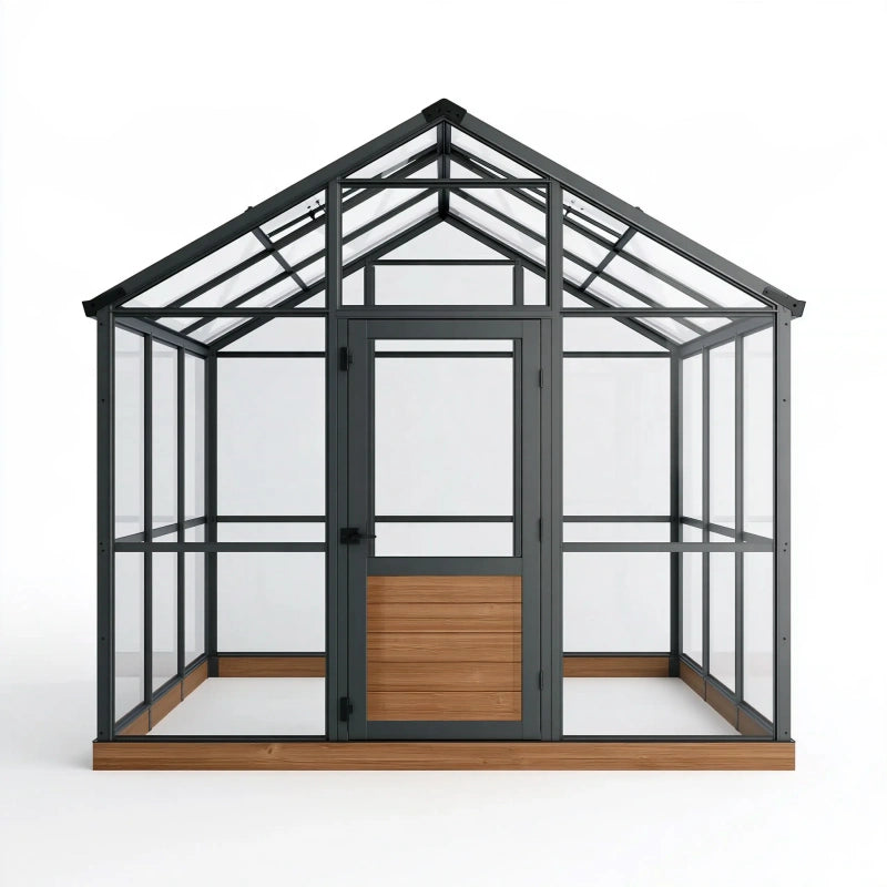Gewächshaus 250 x 190 x 220 cm Aluminium Schwarz mit transparenten Paneelen für den Garten