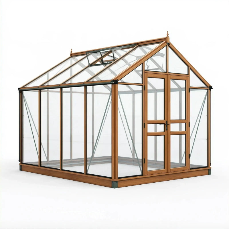 Gewächshaus 190 x 130 x 210 cm braunes Metall transparente Paneele für den Garten mit Satteldach