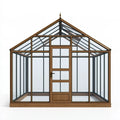 Gewächshaus 300 x 200 x 250 cm Holz und Glas Braun mit Tür