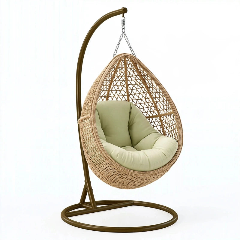 Hängesessel 100 x 100 x 195 cm Rattan Natur mit Metallgestell für den Innenbereich