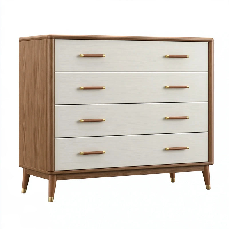 Kommode 120 x 45 x 90 cm Holzwerkstoff Braun Weiss mit 4 Schubladen