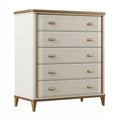 Schubladenkommode 90 x 45 x 115 cm in Weiss/Gold mit fünf Schubladen im klassischen Stil