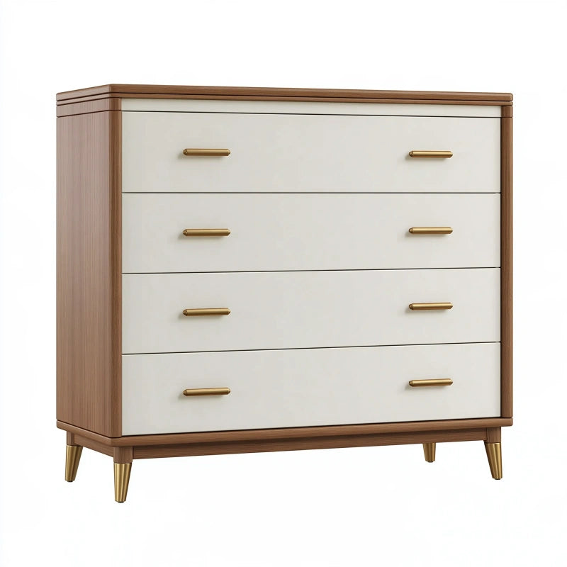 Kommode 120 x 45 x 95 cm in Weiss und Nussbaumholzoptik mit 4 Schubladen