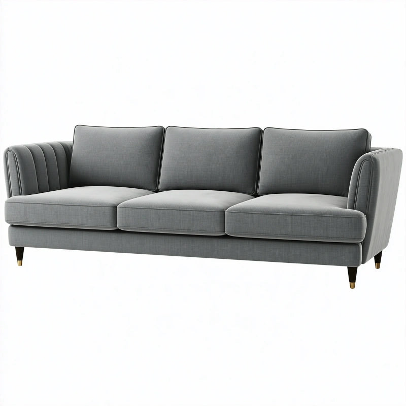 3-Sitzer Sofa 220 x 90 x 85 cm aus Textil Grau modernes Wohnzimmermöbel