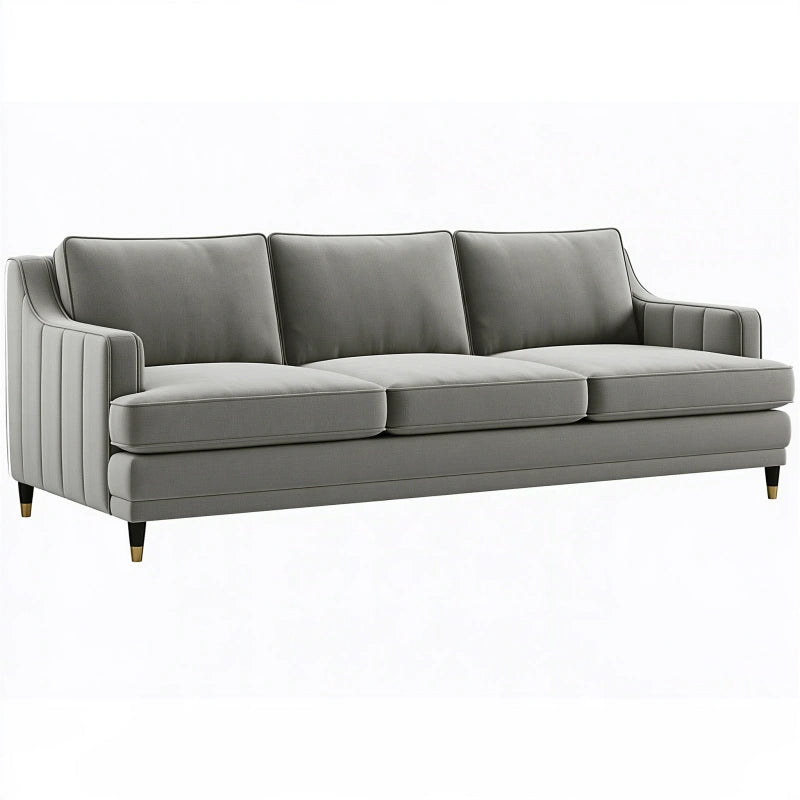 3-Sitzer Sofa 220 cm Grau Textilbezug mit Metallfüssen Modern