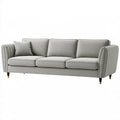 3-Sitzer Sofa 220 x 90 x 85 cm aus Stoff in Hellgrau mit gerippten Armlehnen