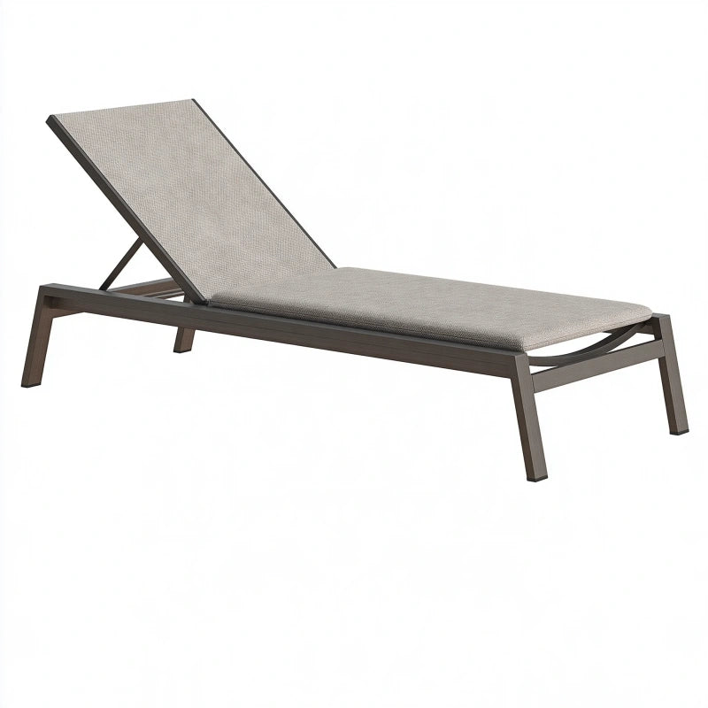 Sonnenliege 200 x 68 cm mit Metallgestell in Taupe und Dunkelbraun - verstellbare Rückenlehne für den Aussenbereich