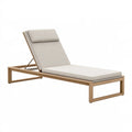 Sonnenliege 200 x 70 cm Beige Naturholz mit verstellbarer Rückenlehne