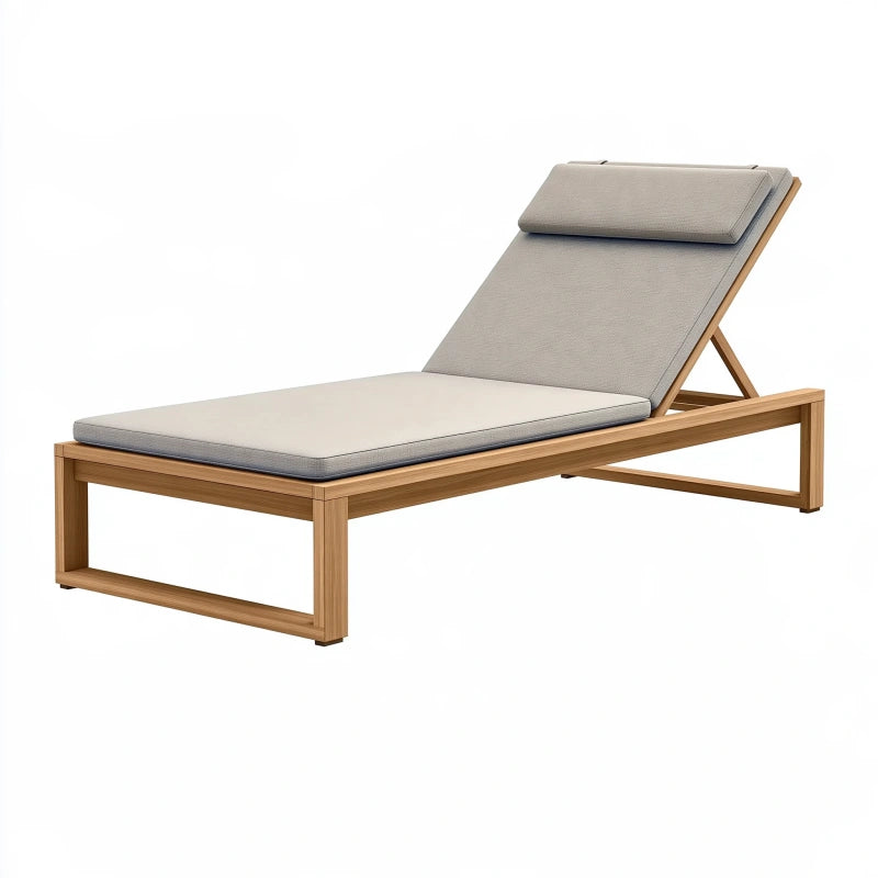 Gartenliege 200 x 70 cm Holz Beige mit verstellbarer Rückenlehne