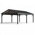 Carport 600 x 300 x 270 cm aus Stahl Schwarz mit Satteldach