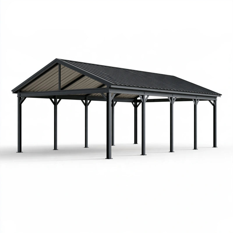 Carport 600 x 300 x 270 cm aus Stahl in Anthrazit mit Satteldach