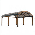 Carport 600 x 300 x 280 cm aus Holz Metall und Polycarbonat in Braun Schwarz mit Bogendach