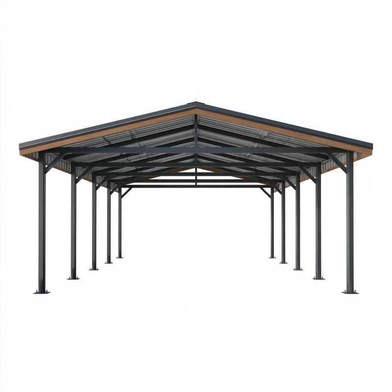 Carport 600 x 600 cm aus Stahl in Anthrazit mit Satteldach